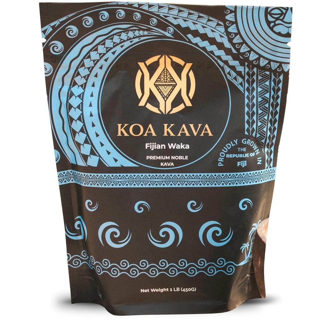 Koa Kava Fidji Kava Powder- Premium Noble Waka Kava Thé fait à partir de la racine de Kava Lateral à Savusavu, Fidji. 1 LB, 16 Ounce