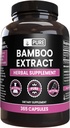 INGRÉDIENTS ORIGINAUX PURE Extrait de bambou (365 capsules) Pas de magnésium ou de poudre de riz, toujours pur, vérifié en laboratoire