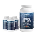CORREXIKO Supplément de collagène marin Pills & Powder Bundle 3 mois d'approvisionnement - Comprend 10 000mg Double poudre de collagène hydrolysée 1kg & 1800mg Collagène Peptides 360 Capsules - pour cheveux, peau et ongles