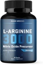 L-Arginine 3000mg Supplément d'oxyde nitrique pour les hommes et les femmes – Capsules Vegan non OGM avec racine de betterave pour la circulation, l'endurance, l'énergie, l'endurance, la performance et l'entraînement – 90 capsules