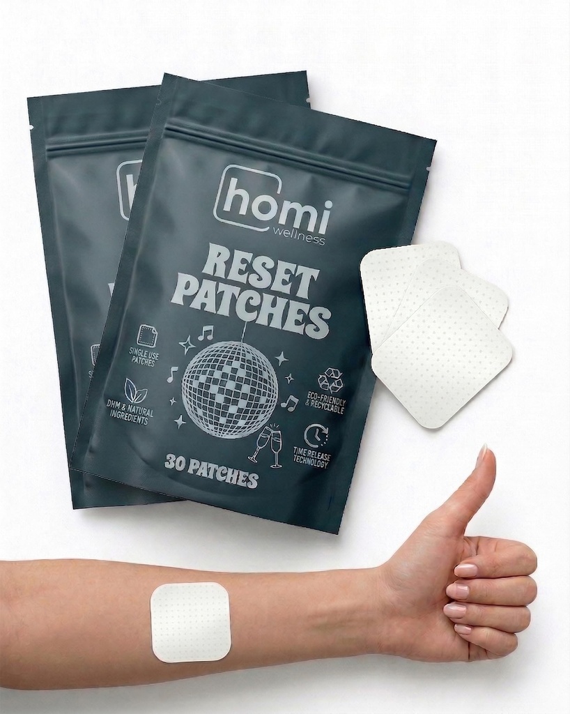 Reset Patches | After Party Recovery Support | DHM 500mg Transdermal Patch | 12-Hour Time-Release | Magnesium + Botanical Blend | 60 Patches