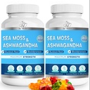 Sea Moss Ashwagandha Gummies - Organic Irish Sea Moss Blended with Burdock Root & Bladderwrack - Natural Energy & Calm Support for Adults - 2 Packs