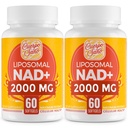 Supplément NAD 2000 MG, NAD+ liposomique avec haute absorption, plus efficace que le riboside de Nicotinamide, supplément de stimulation Pure & Plus, la défense du vieillissement, le métabolisme et les cellules, 120 softgels