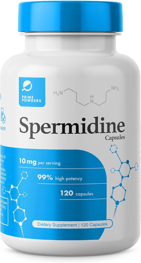 Spermidine Capsules Sans gluten 99% Concentration 100x Plus de potentine que d'extrait de germe de blé pour l'ADN anti-aging support Telomere