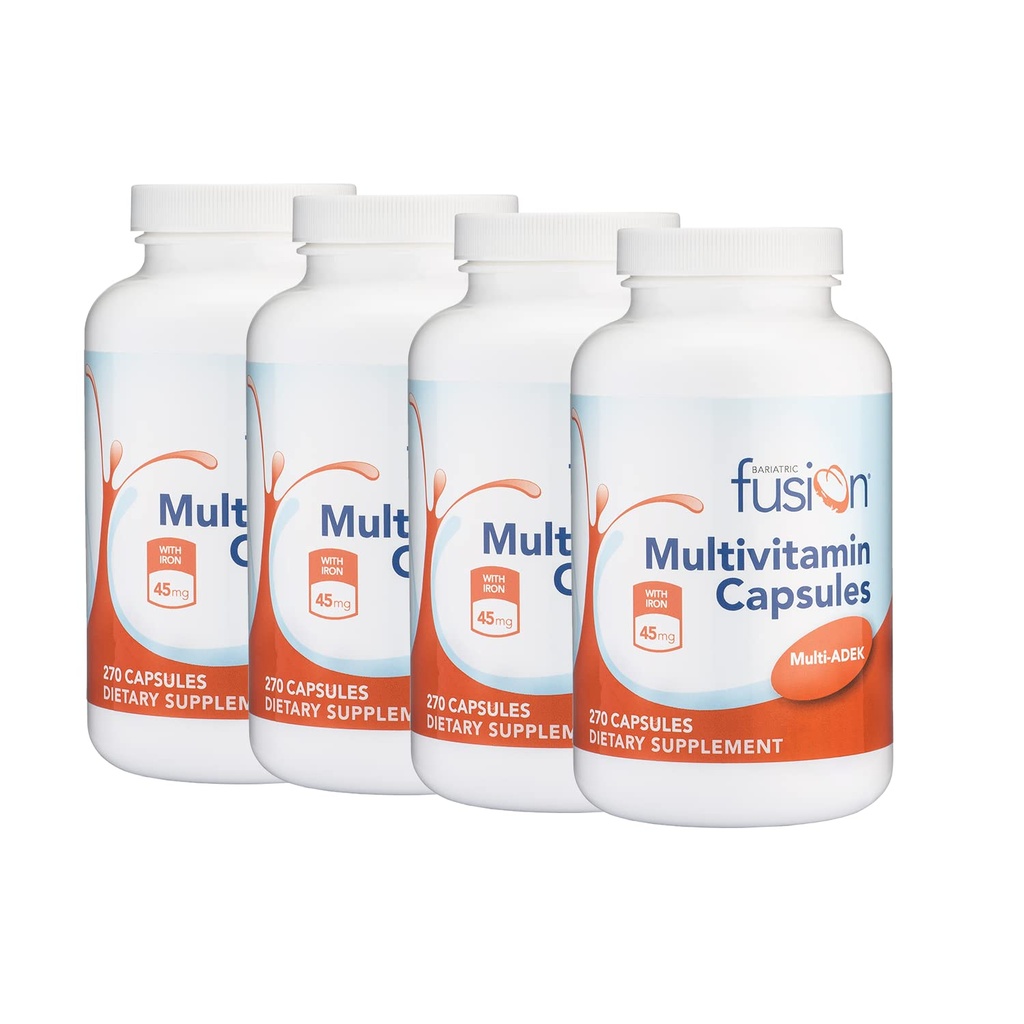 Bariatric Fusion High ADEK Multivitamin Capsule with 45mg Iron | Multi for Duodenal Switch Surgery Patients | Easy to Swallow Vitamin | 1080 Capsules | 1 Year Supply