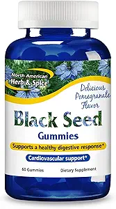 NORTH AMERICAN HERB & SPICE Black Seed Gummies, Pomegranate Flavor - 60 Gummies - Cardiovascular & Digestive Support - Non-GMO - 30 Servings