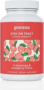 Gemma Stay On Tract Cranberry Supplement - Soutien au piège urinaire pour les femmes - 36mg de Cranberry PAC et 1 000mg de D-Mannose 60 Comte (paquet de 1)