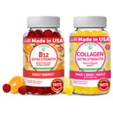 Ensemble de vitamines Lunakai B12 et de gommes collagènes - 3000 mcg de méthylcobalamine à haute absorption Gommies d'énergie - Suppléments anti-vieillissement non OGM pour les hommes et les femmes - 30 jours d'approvisionnement