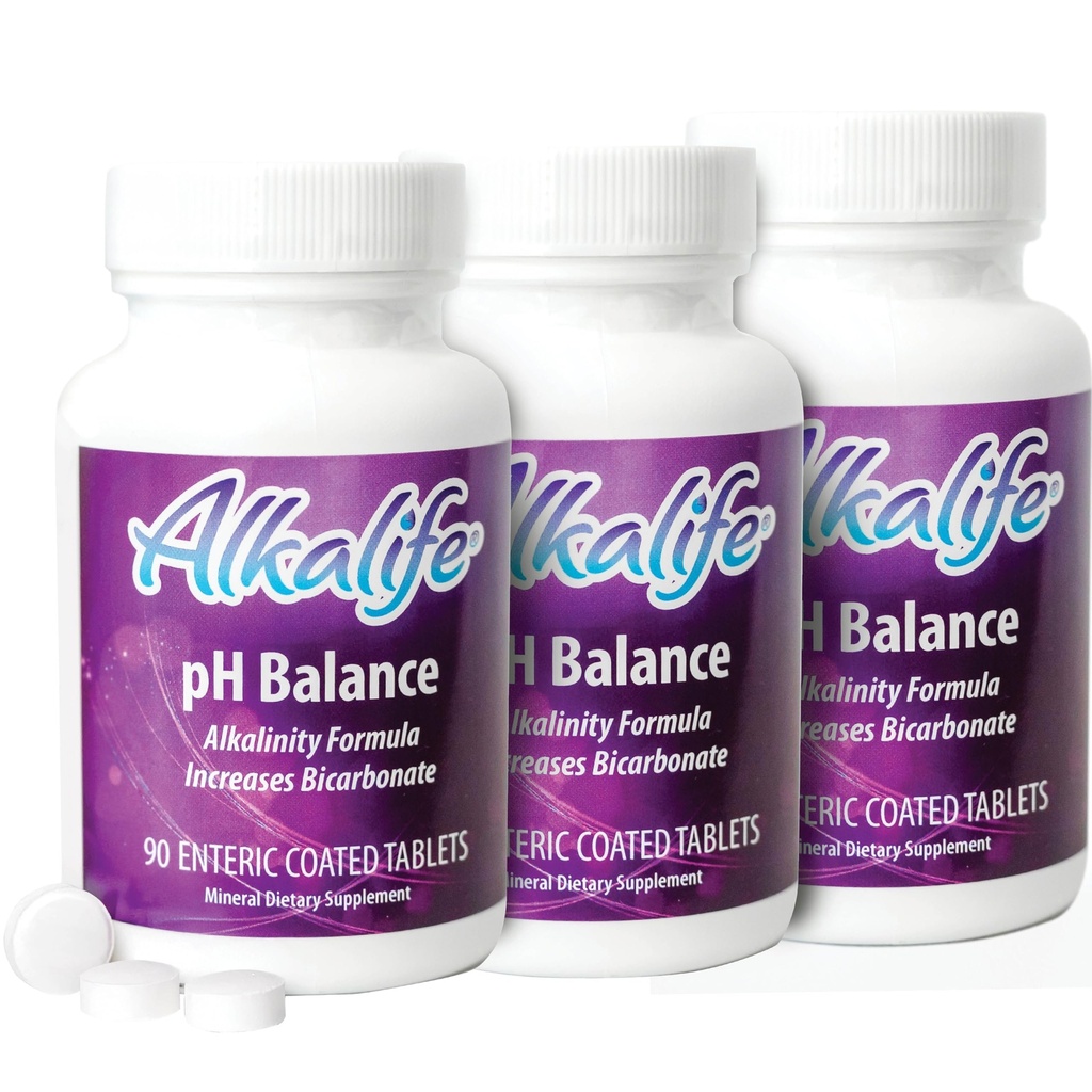 Comprimés de complément d'équilibre du pH d'alcalife - Les premières pilules brevetées de bicarbonate d'alcaline - Neutraliser l'acide, pH d'équilibre, support immunitaire, performance maximale, détox - 270 Comprimés