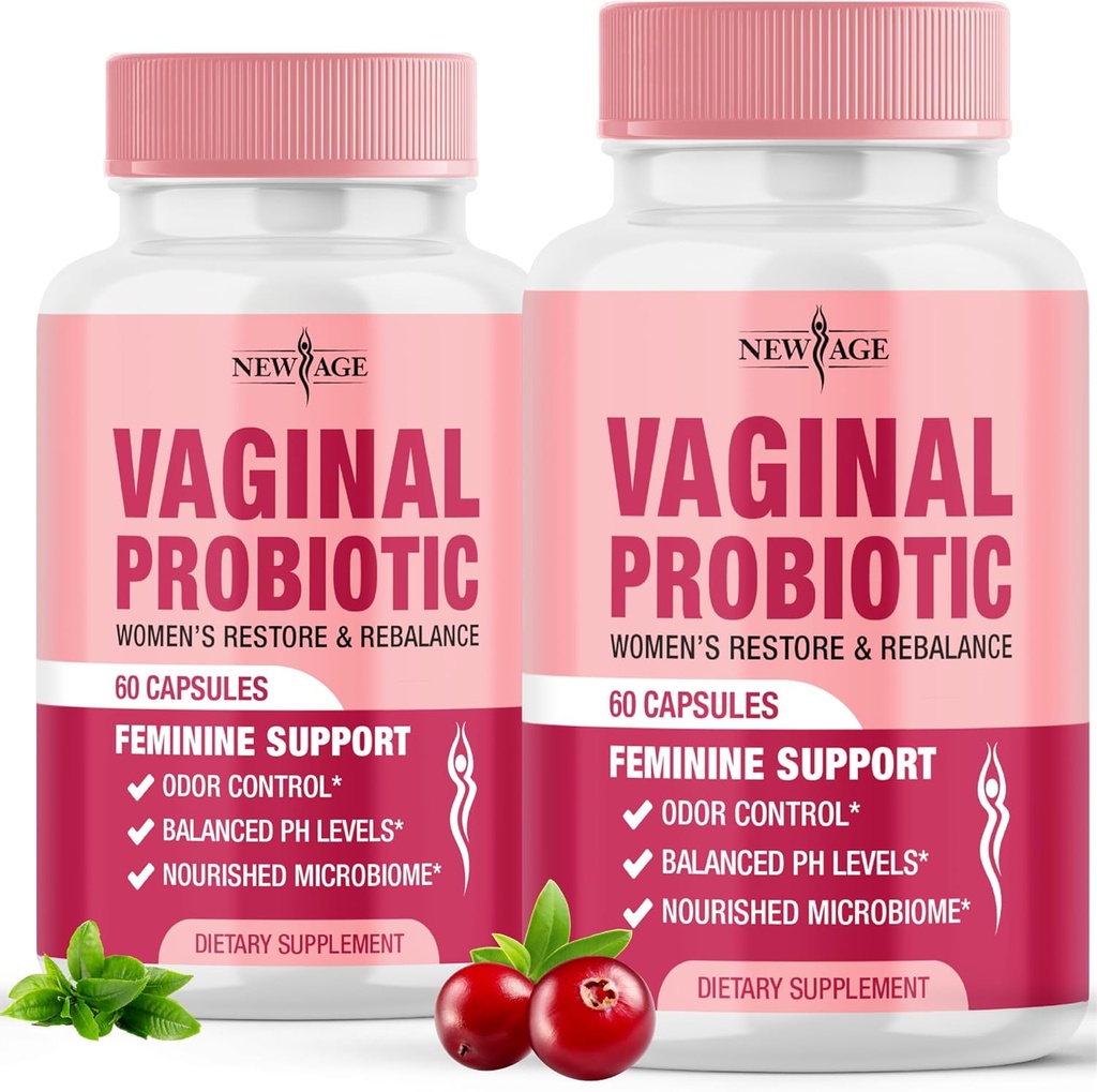 NOUVEAUX Probiotiques vaginaux AGE pour les femmes avec prébiotiques, extrait de canneberge, et un mélange probiotique Lactobacillus, soutient l'équilibre du pH sain, contrôle de l'odeur, flore vaginale - 120 capsules