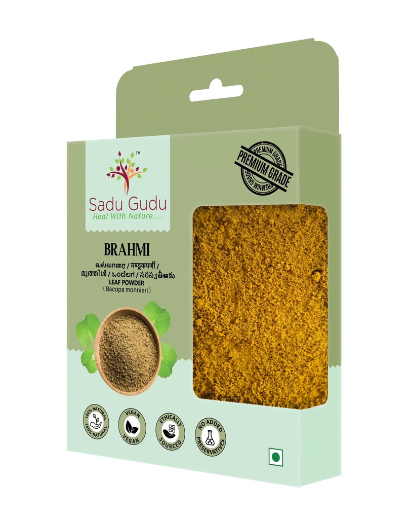 SADU GUDU Brahmi | Gotu Kola | Centella asiatica | Vallarai Leaves Powder, 100g