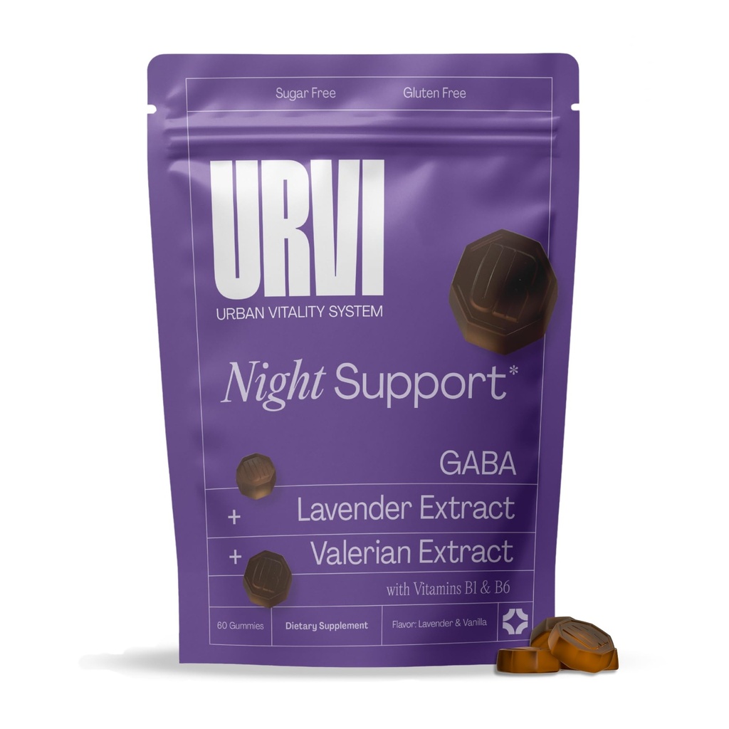 URVI® GABA Gummies 5-in1 – Sleep Aid with GABA, Valerian Root, Lavender, Vitamin B1 & B6 – Calm Gummies for Stress Relief & Sleeping – No Melatonin – Sugar Free – Chewy, Herbal Lavender Flavor – 60pcs