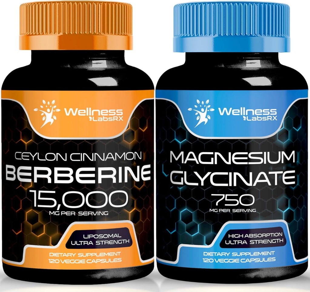 Supplément berbère 1500mg - Berbère liposomique avec cannelle Ceylan │ Glycinate de magnésium Capsules - 750mg - Supplément de magnésium Supplément à haute absorption