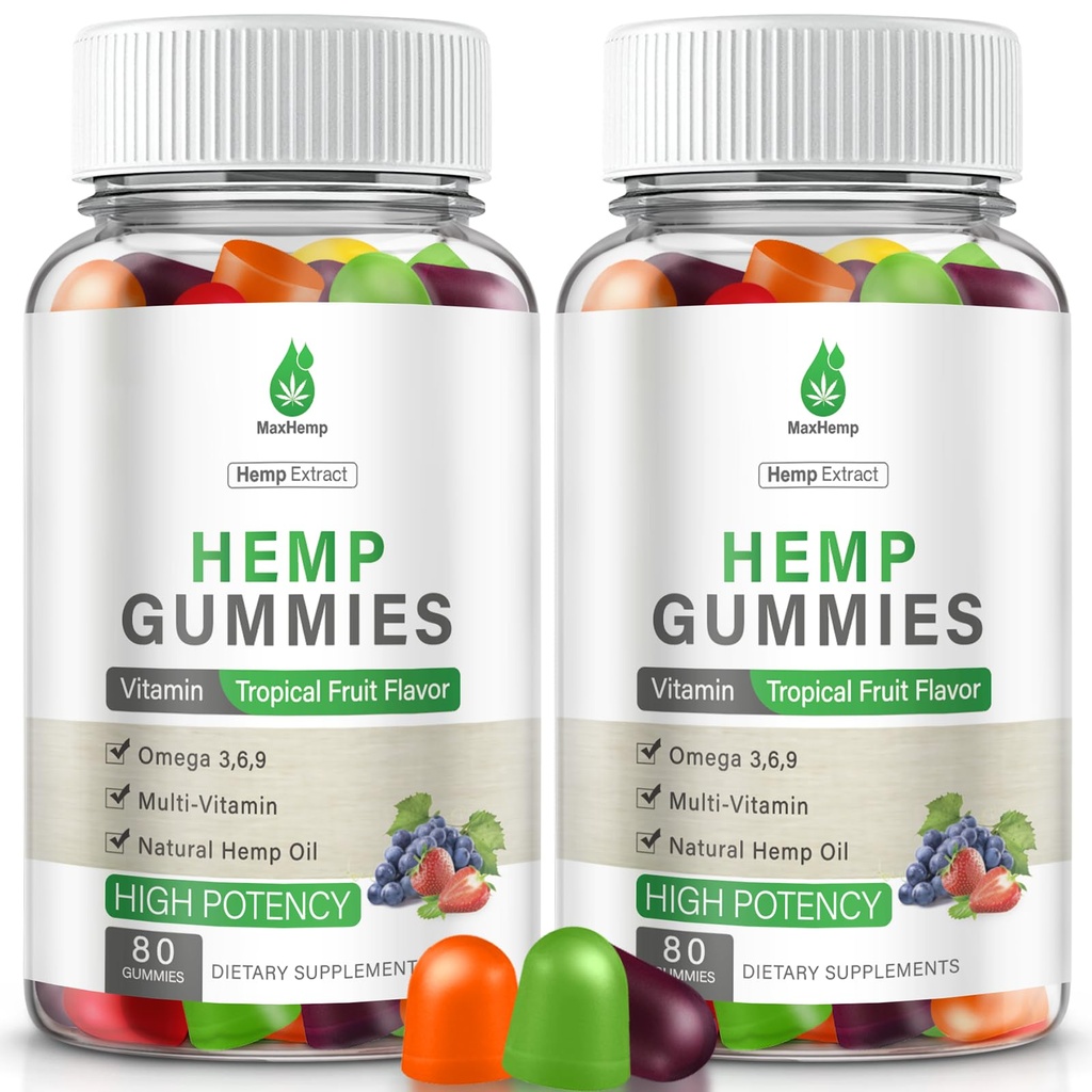 Hemp Gummies for Pain, Sleep, Anxiety - Hemp Gummy 100% Natural Organic Extra Strength High Potency with Pure Hеmp Oil Extract Vegan Bear Candy 2 Packs