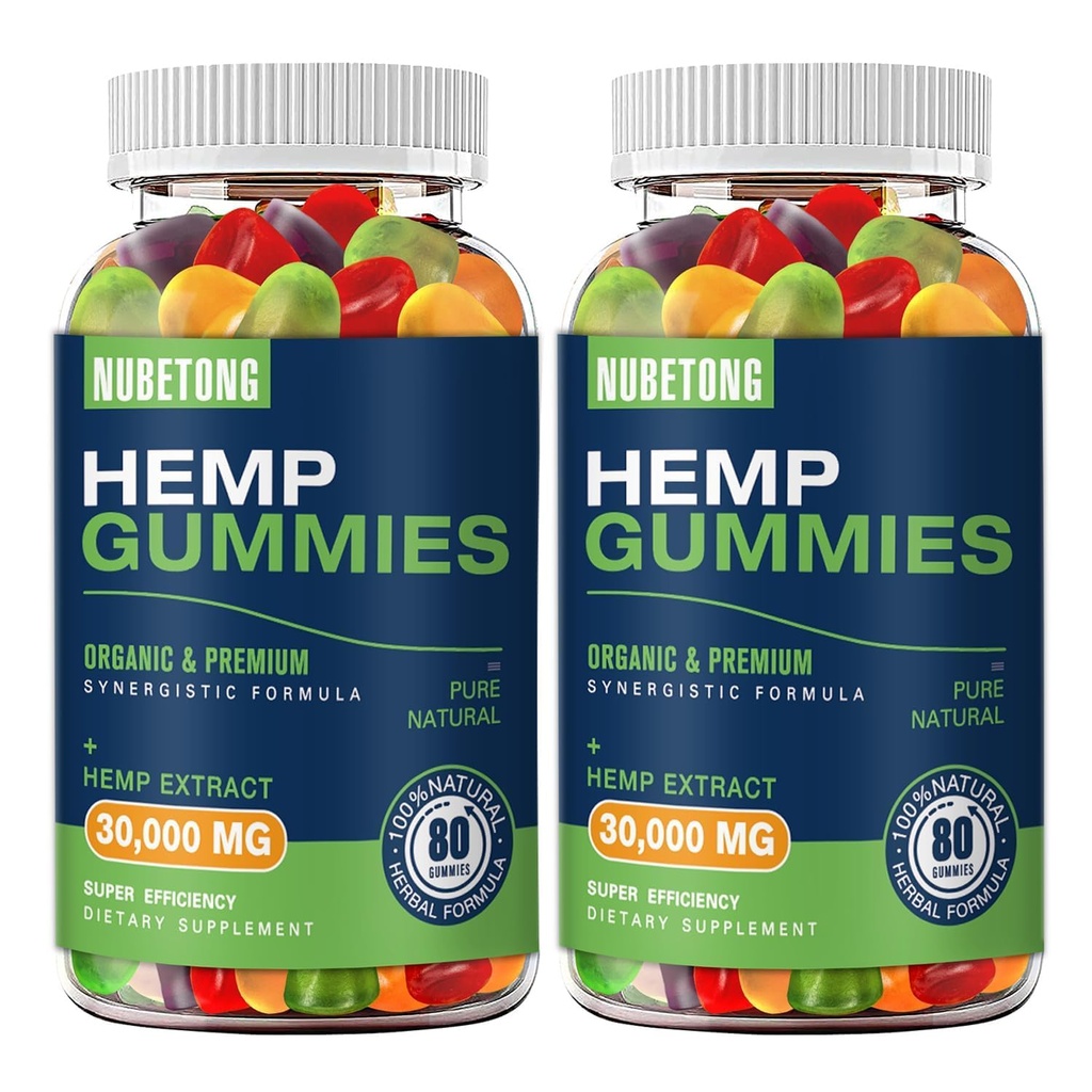 2 Packs Hemp Gummies for Sleep, Pain. Anxiety Extra Strength High Potency Pure Hemp Oil Extract, Natural Vegan Edible Bears, Non-GMO Premium Supplement