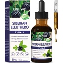 Siberian Ginseng Extract Liquid Drops, (Eleuthero Root) Herbal Supplement for Immune Support, Energy & Stamina Boost. 7-in-1 Blend w/Rhodiola Ashwagandha Reishi Extract. 2 oz