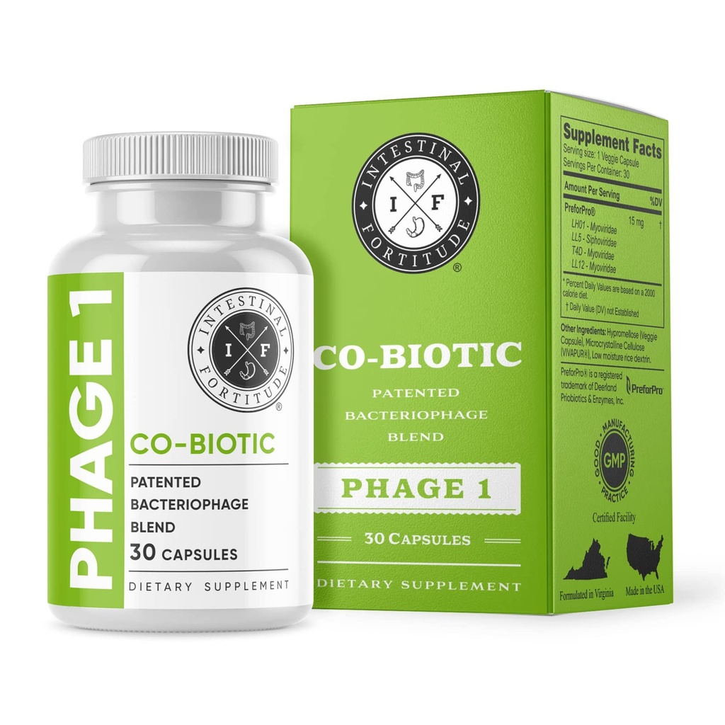 Phage de Fortitude intestinale 1 - Ultime Supplément Santé Gut, Total Restaurer Défense intestinale, Mélange de bactériophage breveté pour le soutien Gut, Digestion et système immunitaire santé, détruire les mauvaises bactéries