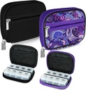 Serfeymi Weekly Pill Organizer Pill Case for Purse with Amovible 7 Day Pill Box, Fashionable Travel Medicine Organizer Pill Container for Medicine, Vitamine, Supplément - Noir 01 + Violet 01
