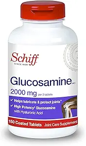 Schiff Glucosamine à l'acide hyaluronique, 2000mg Glucosamine, supplément de soins articulaires aide à lubrifier et à protéger les articulations*, 150 Nombre (paquet de 2)