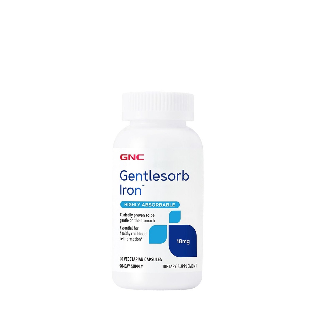 GNC Gentlesorb Iron 18mg Supplement, Supports Healthy Red Blood Cell Formation, 90 Servings