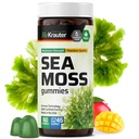 BIO KRAUTER Gommies de mousse de mer irlandaise pour les femmes et les hommes - 2840 mg Résistance - 90 Chews végétaliens - Supplément de racine Bladderwrack & Burdock - Formule Chondrus Crispus - Gummes de mer