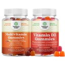 Bundle of Potent Daily Multivitamin Gummies - Wellness Blend of Vitamin D A C E B12 Zinc & Biotin for Energy & Immunity and Vitamin D3 Gummies with D3 2000IU per Serving Bone Muscle & Immune Support