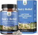 Pilules d'intolérance au lactose 90 jours d'approvisionnement - Enzymes digestifs laitiers à action rapide - Pilules de soulagement des produits laitiers pour la digestion, le gonflement, le gaz et les protéines de glucides - Supplément de digestion pour le soulagement de l'intolérance au lactose