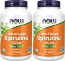 Suppléments, Spiruline biologique 500 mg avec vitamines, minéraux et GLA (acide gamma-linolénique), 500 comprimés (paquet de 2)