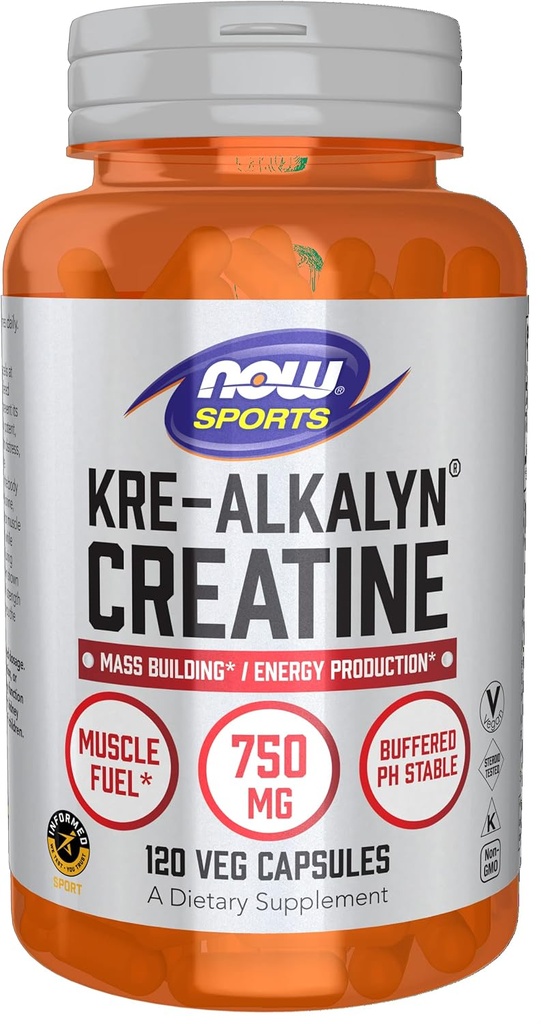 MAINTENANT Aliments Sports Nutrition, Kre-Alkalyn Creatine 750 mg, Mass Building*/Production d'énergie*, 120 gélules