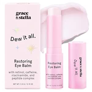 stella et grace sous les yeux brillant Baume Bâton - Taille voyage Articles de toilette - Rétinol et crème pour les yeux de caféine pour les cercles sombres, puffines, rides - Restaurer et hydrater - Soin végétalien (0.13oz / 3.5g)