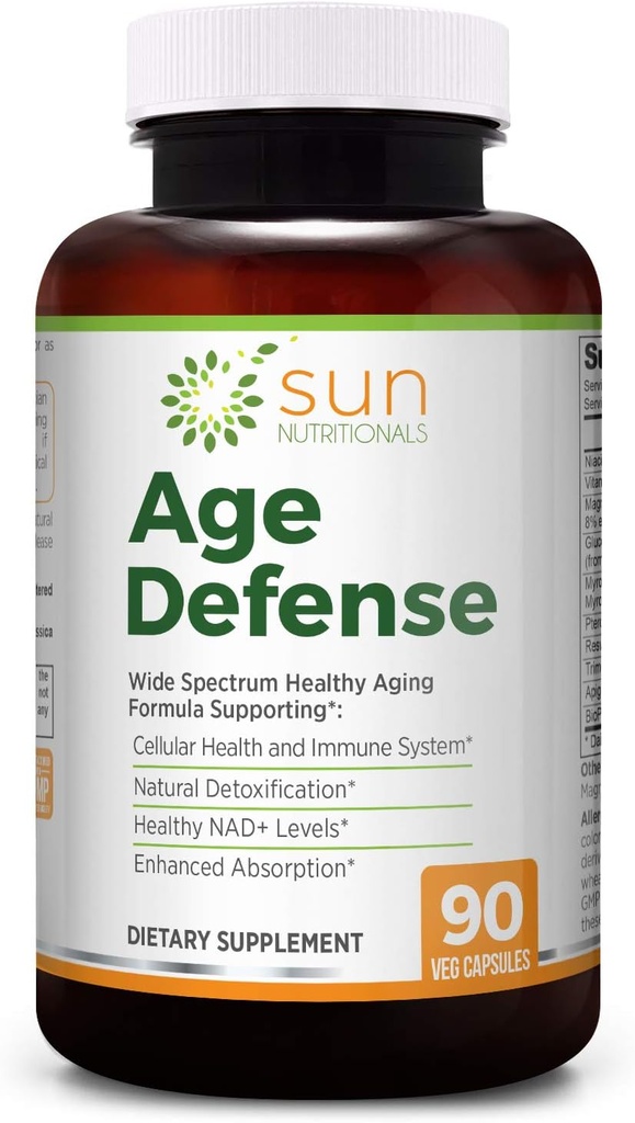 Défense de l'âge avec les précurseurs du sulforaphane Glucoraphanine et Myrosinase, NAD+ avec Apigenin, Niacine et TMG, Nrf2 & Sirtuin activateurs Pterostilbène, Trans-Resvératrol, Vitamine K2, Magnésium, 90 VCaps