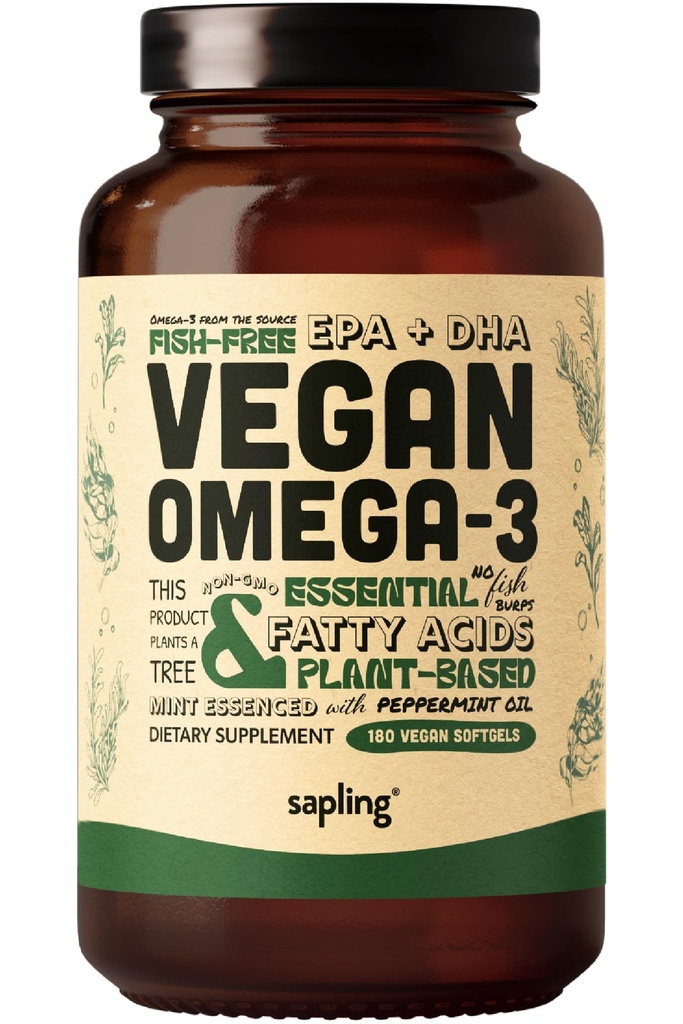 Supplément Vegan Omega 3 - Acides gras DHA et EPA à base végétale - Carrageenan Free, alternative à l'huile de poisson, soutient le cœur, le cerveau, la santé articulaire - Algae source durable, huile de poisson Free - 180 Softgels
