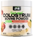 Bovine X3 supplément de colostrum en poudre pour les humains, 100% pur entier naturel gazon aliment de la Fed, haute IgG, plus probiotique et prébiotique, naturel Peach-Mango Flavor, fabriqués aux États-Unis