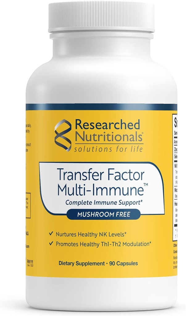 Facteur de transfert nutritionnel étudié Supplément colostrum multi-Immune - Soutien immunitaire sans champignons avec Zinc, Beta Glucan et Thé Vert - soutenu par la recherche clinique (90 capsules)