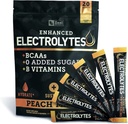 Poudre d'électrolyte améliorée (Peach Mango 20pk.) w 0 Sucre + BCAAs + B-Vitamines Supplément d'électrolyte w Zinc et magnésium de potassium pour l'hydratation - électrolytes de kéto