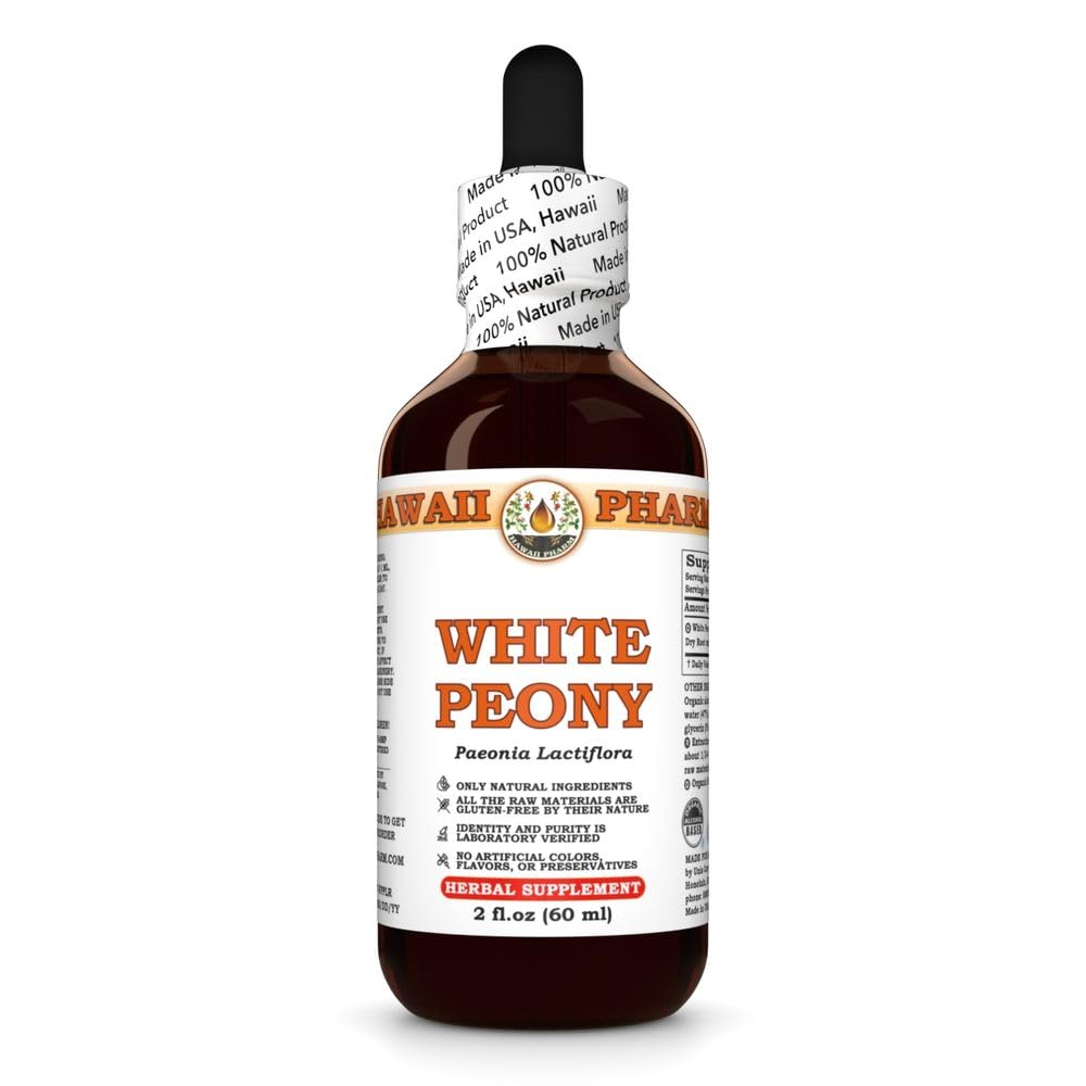 White Peony (Paeonia Lactiflora) Dry Root Tincture, All Natural, Vegan, Pure Liquid Extract - 2 fl.oz