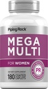 Piping Rock Multivitamin for Women | 180 Caplets | with Vitamin A, B, C, D, and E | Daily Essential Multi Supplement | Non-GMO, Gluten Free