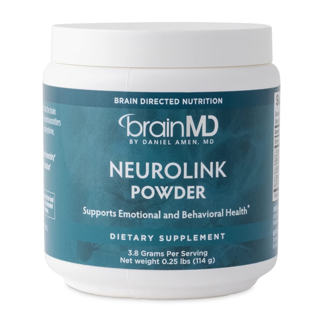 Dr Amen BrainMD NeuroLink Powder - 114g - Soutient Mémoire, Focus et Concentration - Sans gluten - 30 portions