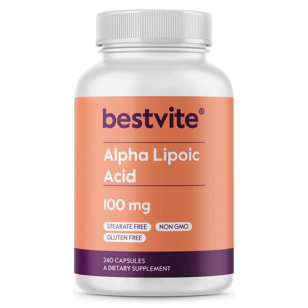 BESTVITE Alpha Lipoic Acid 100mg (240 Capsules) - No Stearates - No Flow Agents - Non GMO - Gluten Free