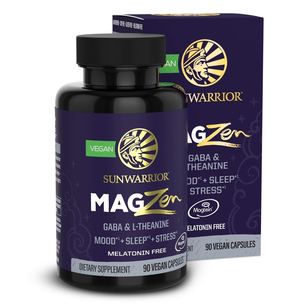 Supplément de magnésium Capsules L-Theanine Mood, Sleep & Stress Support avec Magnésium Bisglycinate, L-Theanine & GABA favorise la relaxation, la qualité du sommeil et la clarté mentale Vegan & Non-Drowsy 90 Capsules