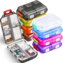 Meekoo 8 Pcs Travel Pill Organizer Pocket Portable Pill Case Daily Container Small Container Medicine Travel with 10 Compartiments for Purse Fish Oil Medicine(Multicolor)