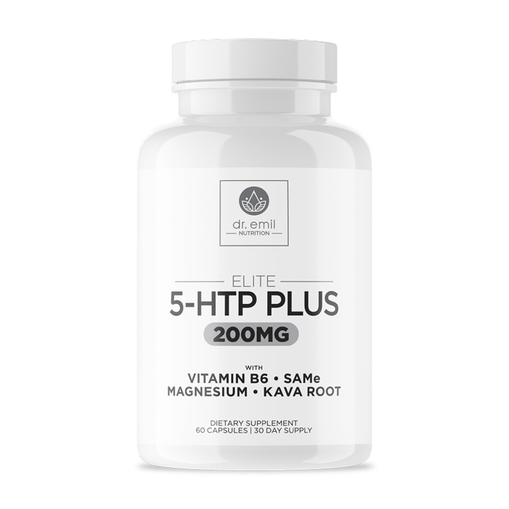 200 MG 5-HTP Elite avec extrait de racine de kava, magnésium et SAM-e pour maintenir un sommeil sain normal et créer un sentiment de bien-être - Supplément 5HTP avec vitamine B6 - 60 capsules, 30 portions