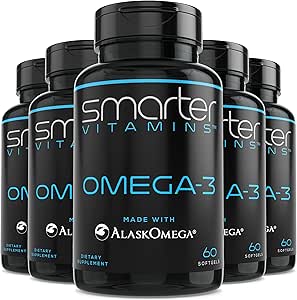 (5 Pack) Huile de poisson Oméga 3 plus intelligente, saveur de baie, sans Burp, sans goût, 2000mg, Potent triple force DHA EPA Cerveau Oméga-3, fabriqué avec AlaskOmega®