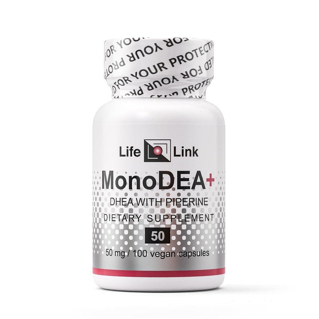 LifeLink DHEA MonoDEA+ (Dehydroepiandrosterone w/Piperine) | 50 mg x 100 Capsules | Anti-Aging | Vegan, Gluten Free | Made in The USA