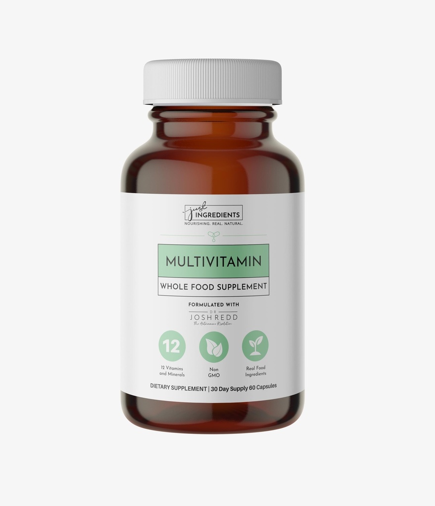 JUST INGREDIENTS Multivitamin Supplement - Plant-Based, Vegetarian Capsules, Muscle Growth, Immune Support - 60 Capsules