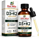 Vitamin D3 K2 Liquid Drops in MCT Oil – 5000 IU Vitamin D3 (125 mcg) + 100 mcg Vitamin K2 MK-7 – Unflavored – 60 mL – 30 Servings