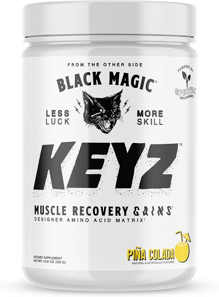 Black Magic Keyz Amino Acid Matrix Poudre - Récupération des muscles et Endurance - EAA, BCAA, et Taurine - Keto, Pas de sucre, Sans caféine - Pina Colada - 14.81 oz