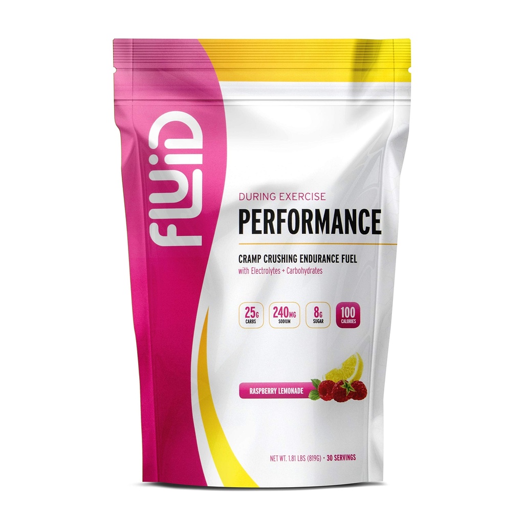 Performance fluide - faible teneur en sucre carburant boisson de sport mélange avec électrolytes, tous les ingrédients naturels, sans gluten pour avant ou pendant l'exercice (Lémonade framboise, 30 portions)