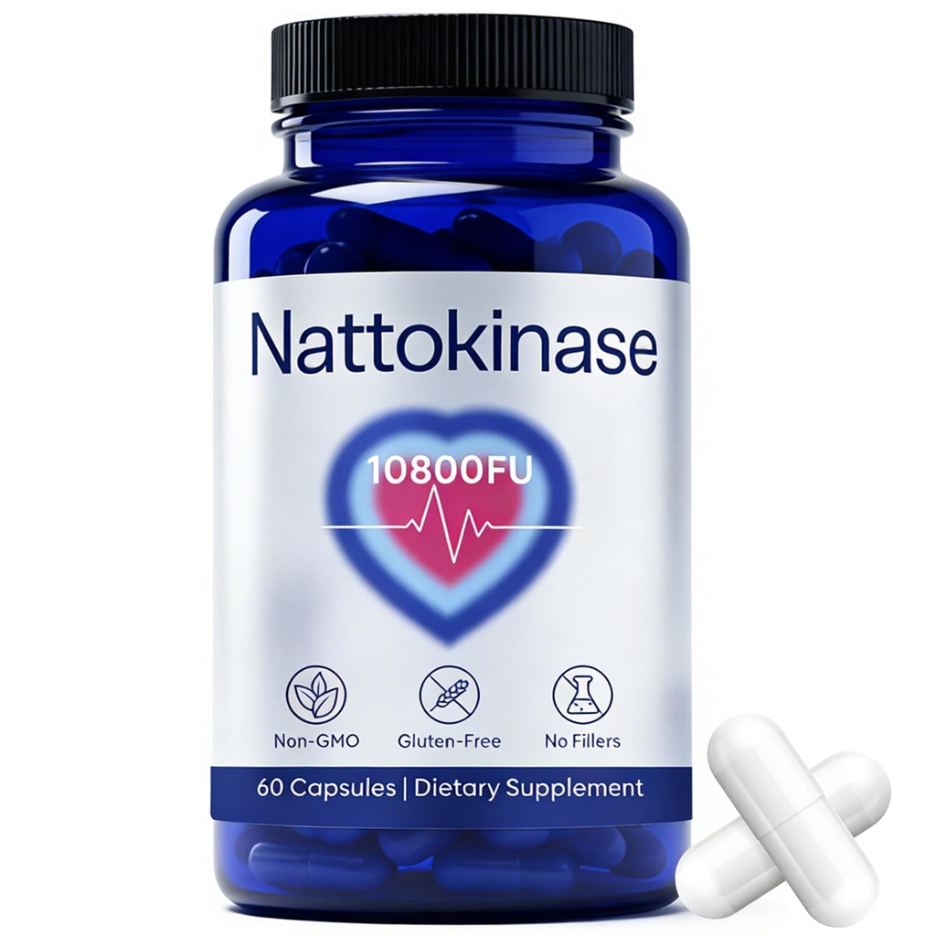 Ultimate Nattokinase 10800 FU Per Serving, Nattokinase Supplement for Circulation Support & Daily Wellness, Fermented Soy Enzyme Capsules, Vegan, Gluten Free, 60 Count