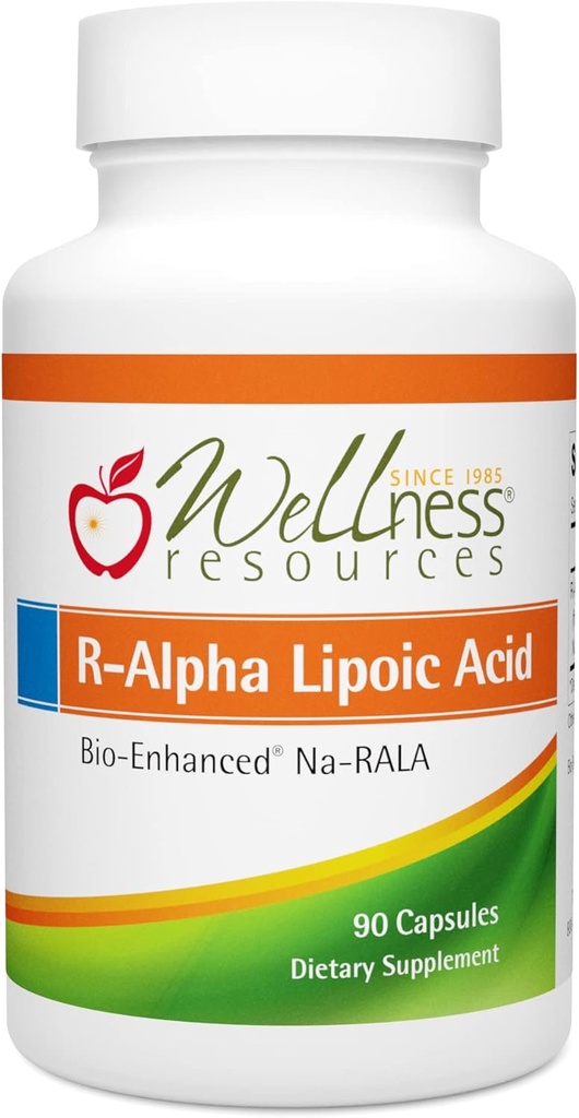Wellness Resources R Alpha Lipoic Acid RALA Supplement - 90 Capsules - Acide R-lipoïque stabilisé avec Na-RALA bio-renforcé pour une biodisponibilité maximale - R-Ala Non-OGM et sans gluten